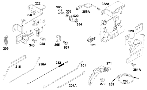 Controls Diagram and Parts List for 257707-4007-XX  Briggs and Stratton Engine